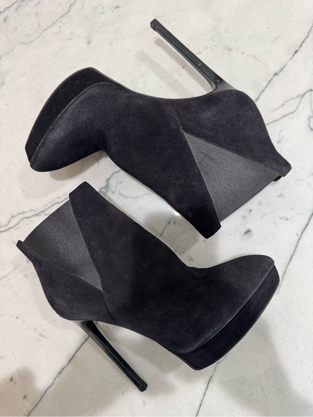 Saint Laurent Black Suede Platform Ankle Booties